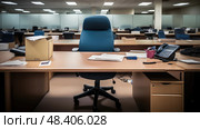 resignation office background blue ai generated. Стоковое AI-изображение, AI-художник Vectorwin / Фотобанк Лори