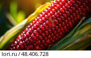 glistening red corn ai generated. Стоковое AI-изображение, AI-художник Vectorwin / Фотобанк Лори
