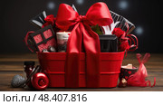 cles red and black present ai generated. Стоковое AI-изображение, AI-художник Vectorwin / Фотобанк Лори