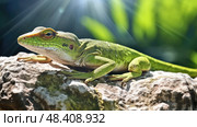 reptile green anole ai generated. Стоковое AI-изображение, AI-художник Vectorwin / Фотобанк Лори