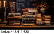 illuminated medieval books ai generated. Стоковое AI-изображение, AI-художник Vectorwin / Фотобанк Лори