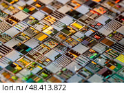 Silicon semiconductor wafer close-up. Стоковое фото, фотограф Андрей Армягов / Фотобанк Лори
