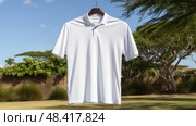 breathable white golf shirt ai generated. Стоковое AI-изображение, AI-художник Vectorwin / Фотобанк Лори