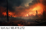 blackened raining fire ai generated. Стоковое AI-изображение, AI-художник Vectorwin / Фотобанк Лори