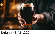 stout beer in a glass ai generated. Стоковое AI-изображение, AI-художник Vectorwin / Фотобанк Лори
