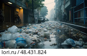 waste plastic bag pollution ai generated. Стоковое AI-изображение, AI-художник Vectorwin / Фотобанк Лори