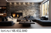 focal modern stone wall ai generated. Стоковое AI-изображение, AI-художник Vectorwin / Фотобанк Лори