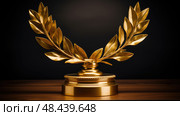 podium gold laurel ai generated. Стоковое AI-изображение, AI-художник Vectorwin / Фотобанк Лори