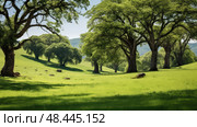 woodland group of trees ai generated. Стоковое AI-изображение, AI-художник Vectorwin / Фотобанк Лори