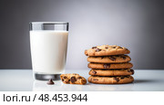 cookies glass of soymilk ai generated. Стоковое AI-изображение, AI-художник Vectorwin / Фотобанк Лори