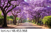 flowers jacaranda trees ai generated. Стоковое AI-изображение, AI-художник Vectorwin / Фотобанк Лори