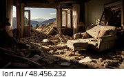 devastation house disaster ai generated. Стоковое AI-изображение, AI-художник Vectorwin / Фотобанк Лори