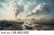 emissions footprint carbon ai generated. Стоковое AI-изображение, AI-художник Vectorwin / Фотобанк Лори