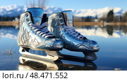 ice blue and silver winter ai generated. Стоковое AI-изображение, AI-художник Vectorwin / Фотобанк Лори