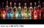 vodka alcohol bottles ai generated. Стоковое AI-изображение, AI-художник Vectorwin / Фотобанк Лори