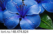 cobalt blue tropical ai generated. Стоковое AI-изображение, AI-художник Vectorwin / Фотобанк Лори