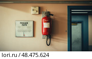 safety fire extinguisher on wall ai generated. Стоковое AI-изображение, AI-художник Vectorwin / Фотобанк Лори