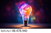 radiance light bulb inspiration ai generated. Стоковое AI-изображение, AI-художник Vectorwin / Фотобанк Лори