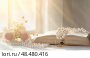 prayer rosary on white ai generated. Стоковое AI-изображение, AI-художник Vectorwin / Фотобанк Лори