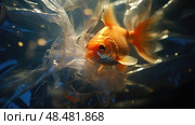 shimmer goldfish in bag ai generated. Стоковое AI-изображение, AI-художник Vectorwin / Фотобанк Лори