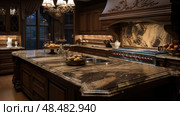 focal brown counter kitchen ai generated. Стоковое AI-изображение, AI-художник Vectorwin / Фотобанк Лори