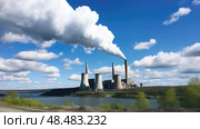 emissions coal power plant ai generated. Стоковое AI-изображение, AI-художник Vectorwin / Фотобанк Лори