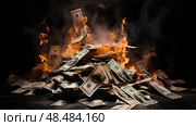 cash money fire ai generated. Стоковое AI-изображение, AI-художник Vectorwin / Фотобанк Лори