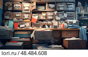 chaos office junk ai generated. Стоковое AI-изображение, AI-художник Vectorwin / Фотобанк Лори