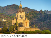 MESSINA, ITALY - NOVEMBER 06, 2018 - Panoramic view of the city and the Temple Christ the King in Sicily. Стоковое фото, фотограф Сергей Богомяко / Фотобанк Лори