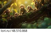 antics trees jungle ai generated. Стоковое AI-изображение, AI-художник Vectorwin / Фотобанк Лори