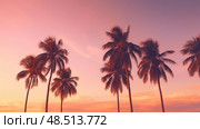sunsilhouette pink palm trees ai generated. Стоковое AI-изображение, AI-художник Vectorwin / Фотобанк Лори