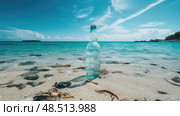 beach plastic bottle in water ai generated. Стоковое AI-изображение, AI-художник Vectorwin / Фотобанк Лори