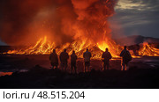 eruption fire volcano ai generated. Стоковое AI-изображение, AI-художник Vectorwin / Фотобанк Лори