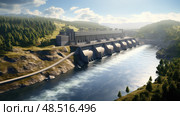 spillway infrastructure water ai generated. Стоковое AI-изображение, AI-художник Vectorwin / Фотобанк Лори