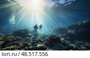 ocean diving in water ai generated. Стоковое AI-изображение, AI-художник Vectorwin / Фотобанк Лори