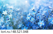 bells blue spring flowers ai generated. Стоковое AI-изображение, AI-художник Vectorwin / Фотобанк Лори