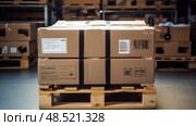 shipment box on a pallet ai generated. Стоковое AI-изображение, AI-художник Vectorwin / Фотобанк Лори