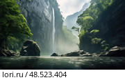 plunge water falling ai generated. Стоковое AI-изображение, AI-художник Vectorwin / Фотобанк Лори