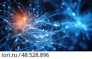 synapses brain blue ai generated. Стоковое AI-изображение, AI-художник Vectorwin / Фотобанк Лори