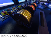 Marine navigation simulator. Captains bridge control panel. Стоковое фото, фотограф EugeneSergeev / Фотобанк Лори