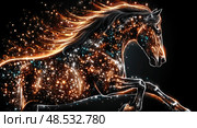 A horse with a mane of fire and stars. Стоковое AI-изображение, AI-художник Ярославский Максим / Фотобанк Лори