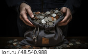 abundance money in bag ai generated. Стоковое AI-изображение, AI-художник Vectorwin / Фотобанк Лори