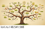 ancestry family tree graphic ai generated. Стоковое AI-изображение, AI-художник Vectorwin / Фотобанк Лори