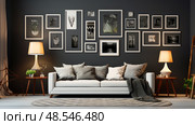 wll picture frame on a wall ai generated. Стоковое AI-изображение, AI-художник Vectorwin / Фотобанк Лори