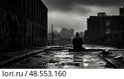 desolation pain black and white ai generated. Стоковое AI-изображение, AI-художник Vectorwin / Фотобанк Лори