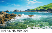 serene biscay green ai generated. Стоковое AI-изображение, AI-художник Vectorwin / Фотобанк Лори