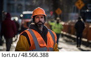 traffic road flagger ai generated. Стоковое AI-изображение, AI-художник Vectorwin / Фотобанк Лори