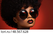 cat black woman eye makeup ai generated. Стоковое AI-изображение, AI-художник Vectorwin / Фотобанк Лори