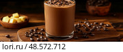 Decadent Delight: Chocolate Mousse Beverage with Cocoa Nibs, a Delightful Treat. Стоковое AI-изображение, AI-художник Данила Большаков / Фотобанк Лори