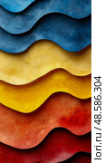 Abstract Colorful Terrain Layers with Cracked Paint: Modern Wall Decor. Стоковое AI-изображение, AI-художник Данила Большаков / Фотобанк Лори